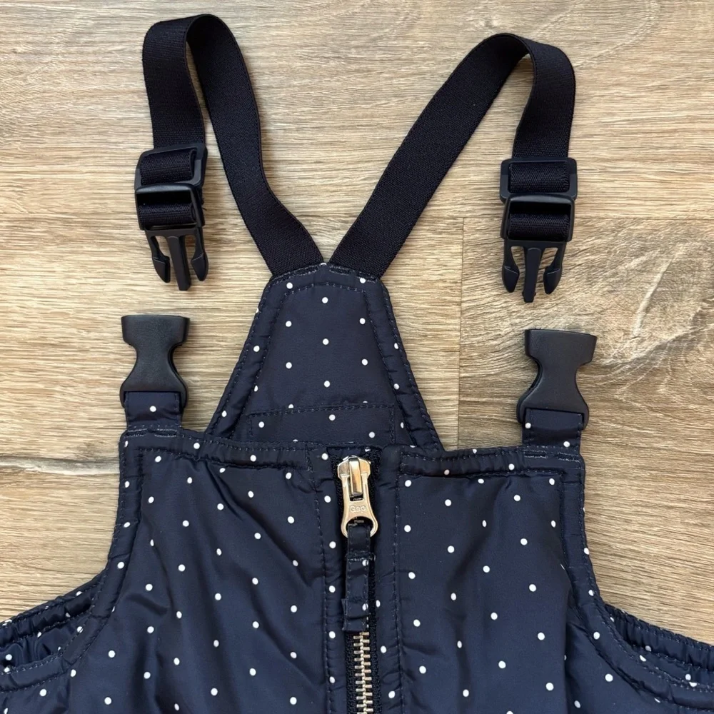 Gap Girl's Snow Bib Overalls Navy with Polka Dots Size 3 Years Toddler